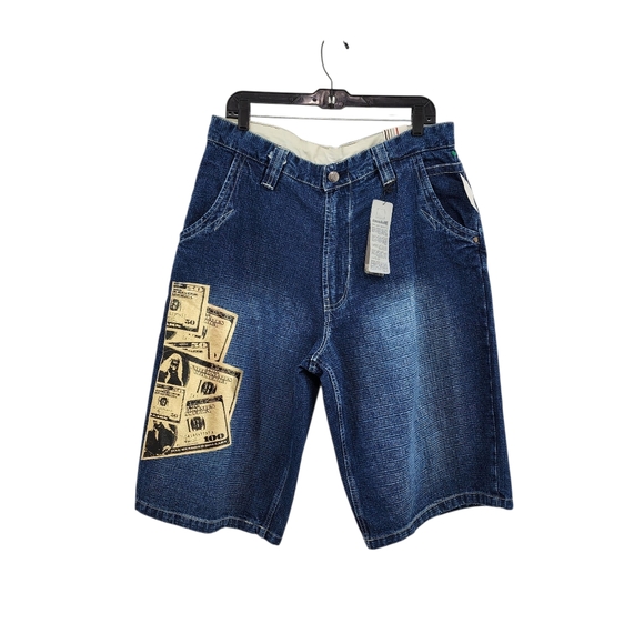 Makaveli Vintage Men's 100% Cotton Graphic Print Denim Bermuda Shorts